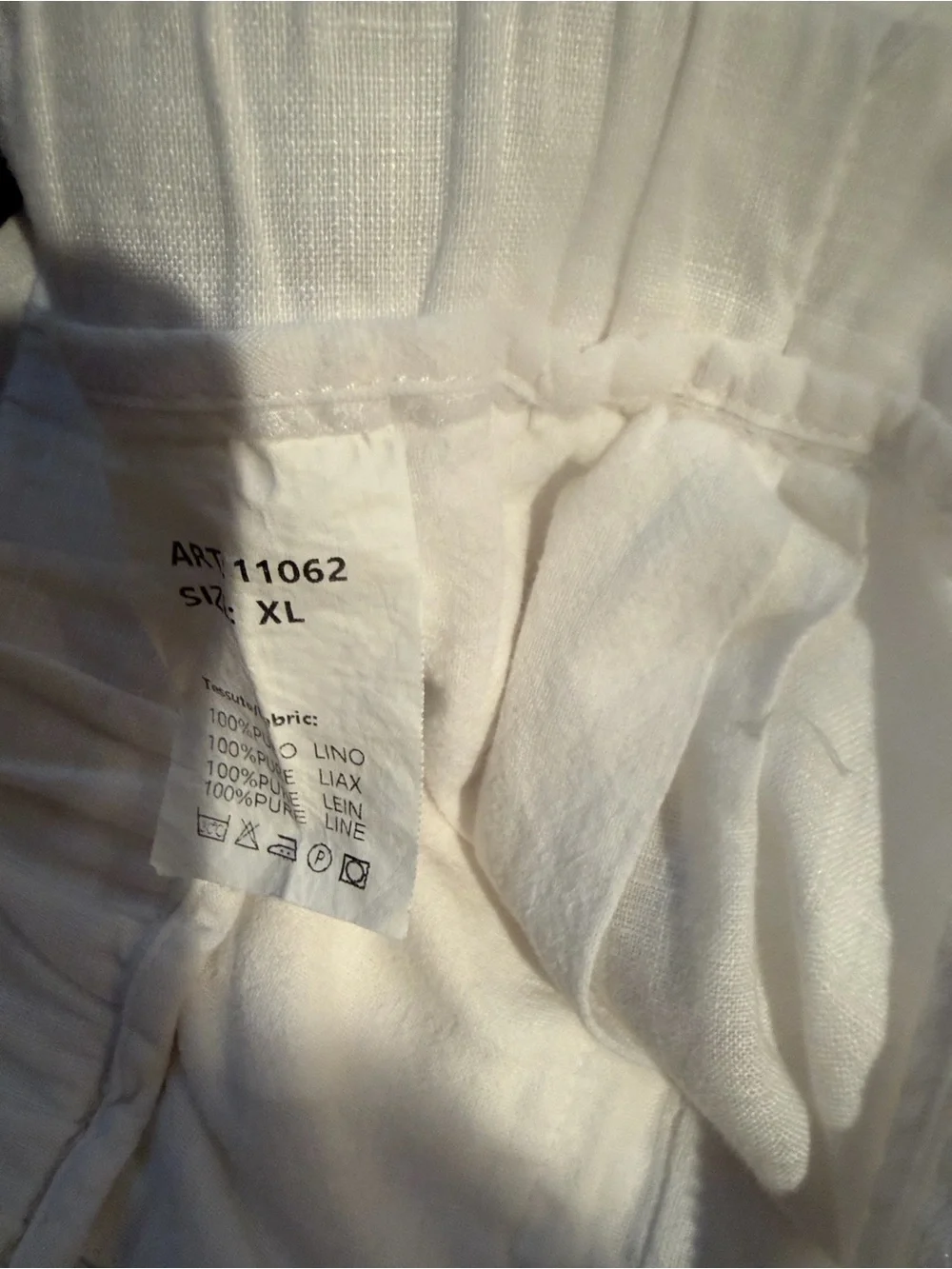 Men's Casual Linen Drawstring Pants - White Sz XL Purchased in Italy